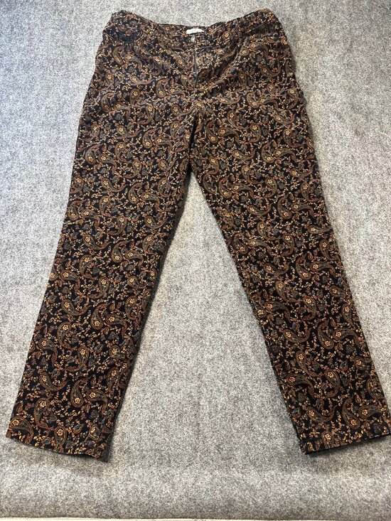 Croft & Barrow WMNS Paisley Black Corduroy Pants 16, Stretch Retro Boho Classic - Picture 1 of 13